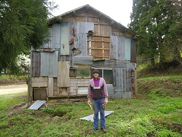 In front of the chicken barn